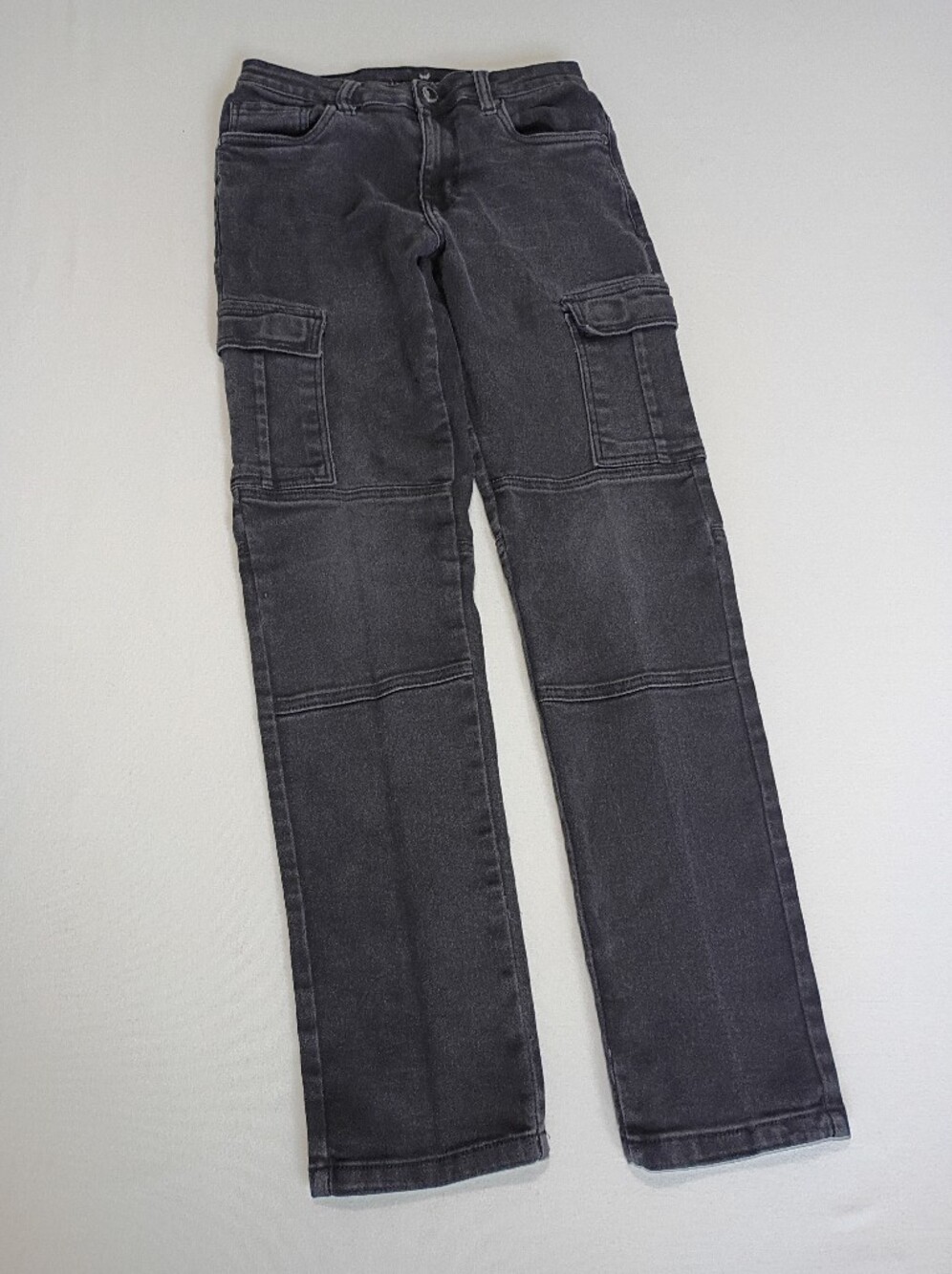Steves Jeans Straight Leg Juniors Sz 14 Cargo Jeans in Faded Black Some Distress